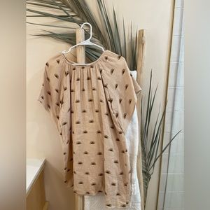 Rylee + Cru Tan Mini Dress with Black Pattern